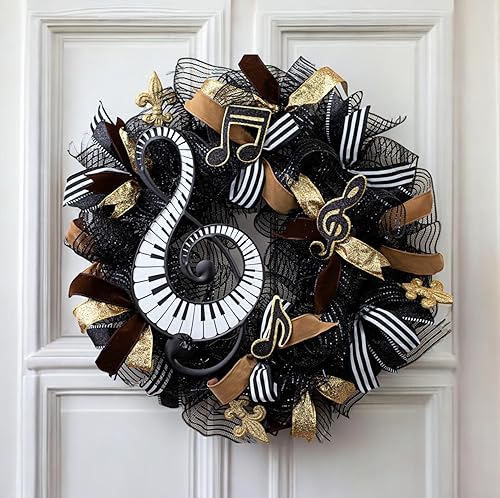 Miniatura 7 de Nota musical de metal con colgador de dientes de sierra para paredes, detalles de corona, adornos de árbol de Navidad, letreros de aula,