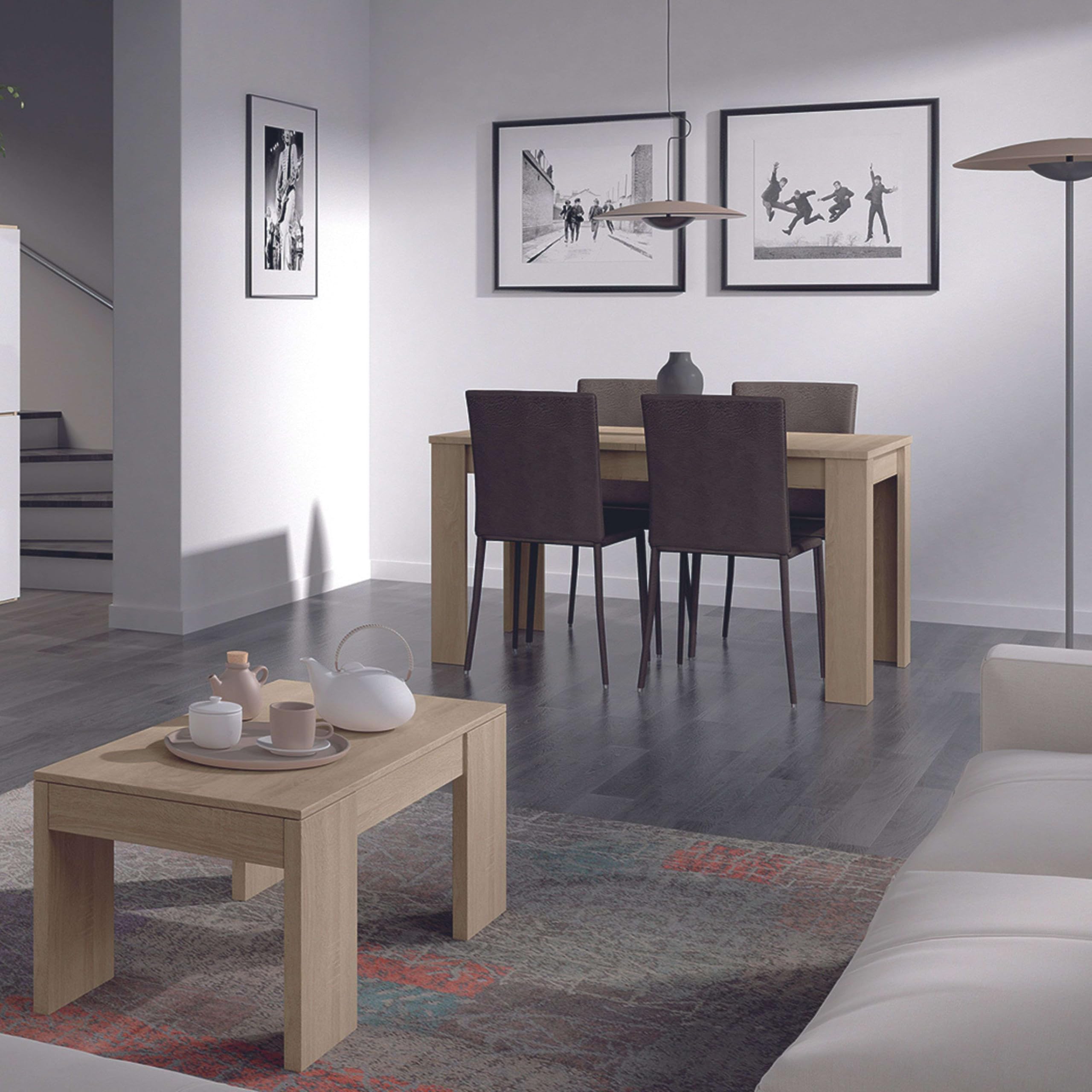 Habitdesign Mesa de Comedor Extensible Kendra, Acabado Roble Canadian