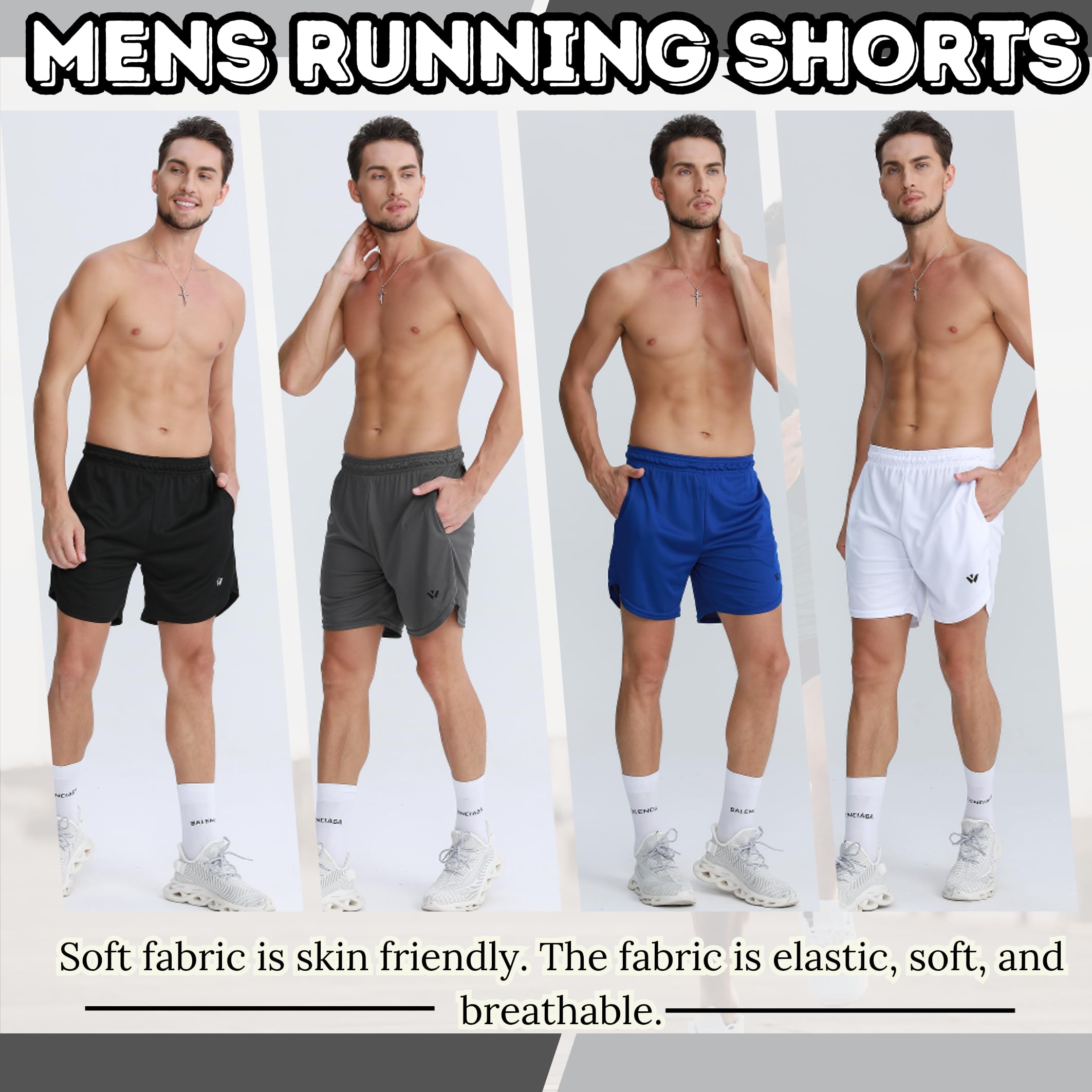 Confezione da 3 pantaloncini sportivi da uomo 2 in 1, ad asciugatura rapida, per palestra, corsa, allenamento, attività sportiva, da uomo, con tasche