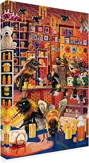 Wrapped Canvas Wall Art - Julie Pace Hoff 'Bee Commerce' Wall Art for Living Room, Bedroom, or Office Décor - 30x47