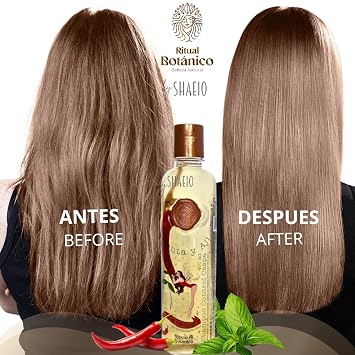 RITUAL BOTANICO Kit 3 Crecimiento Acelerado y Ultra Reparador S.O.S: Shampoo de Menta y Aji (Dandruff Shampoo) + Mascarilla para el Cabello Bomba Capilar + Acondicionador Intensivo PLEX (+ OBSEQUIO)