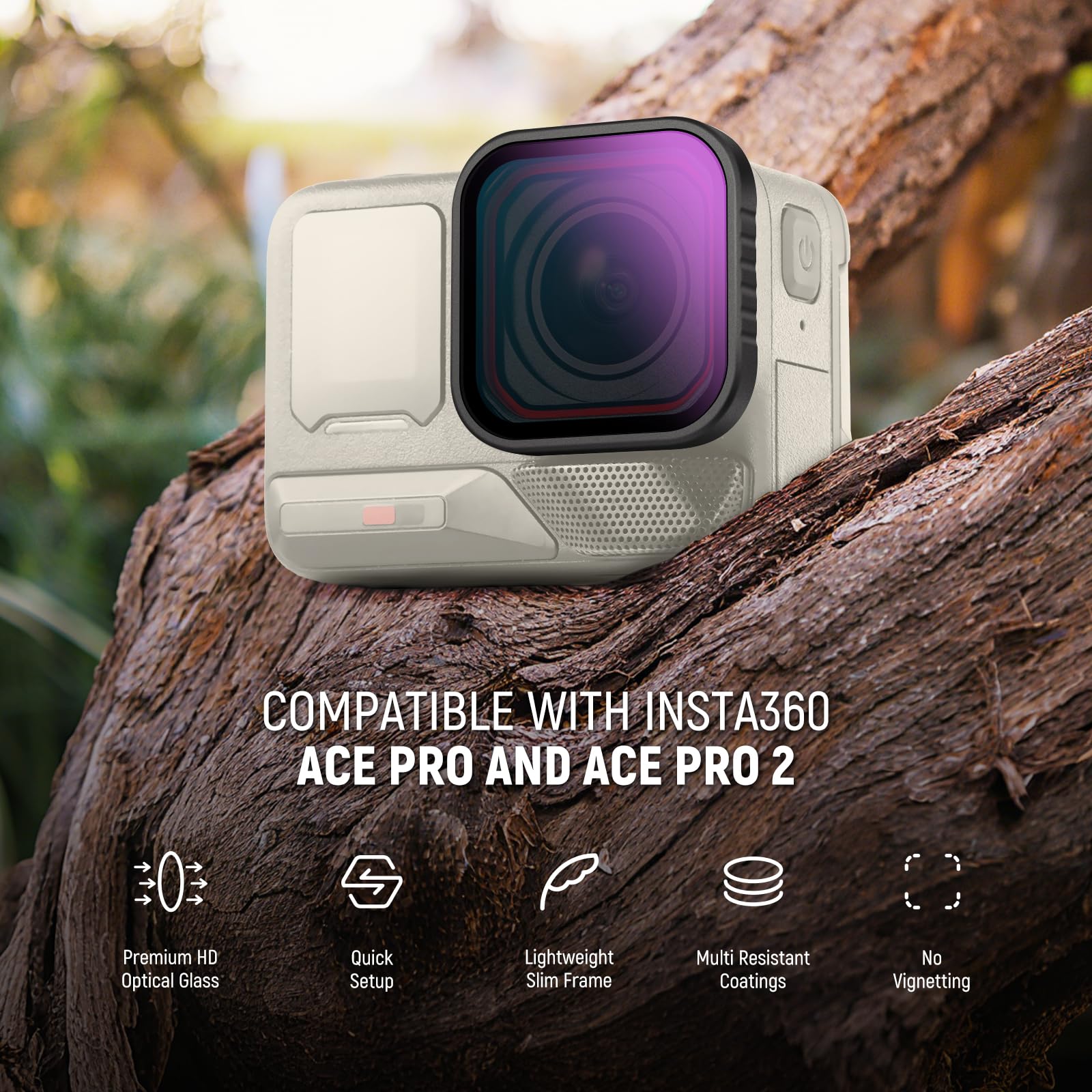 NEEWER Lot de 4 filtres ND compatibles avec Insta360 Ace Pro/Ace Pro 2,CPL + ND8 + ND16 + ND32,Non Compatible avec Version Mise à Jour Dotée Nouvelle Protection Objectif Octogonale Ronde,FL-C30