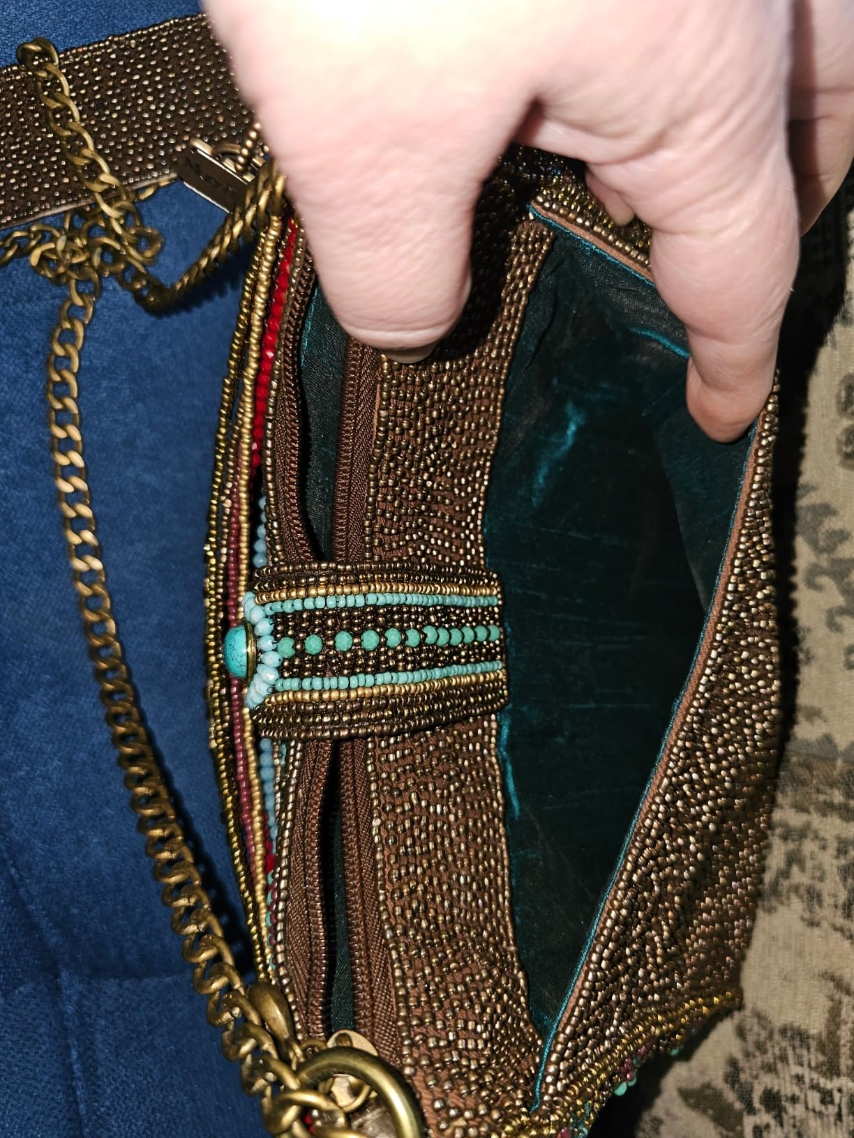 Mary Frances 'Sway With Me' Beaded Shoulder Handbag - Multi-Color Boho Chic Clutch With Chain Strap - View #3