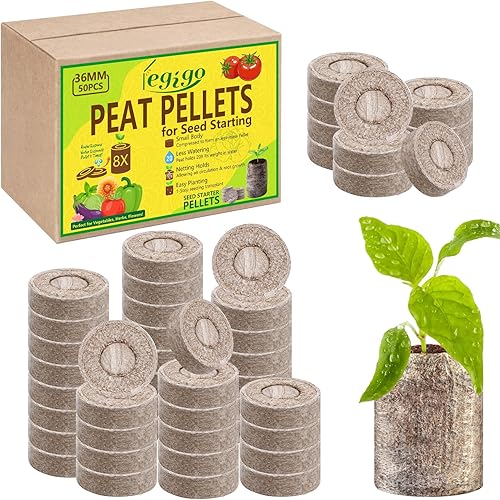 Legigo 50 piezas de pellets de turba de 36 mm para inicio de semillas - Cápsulas de inicio de semillas comprimidas, pellets de inicio de semillas,