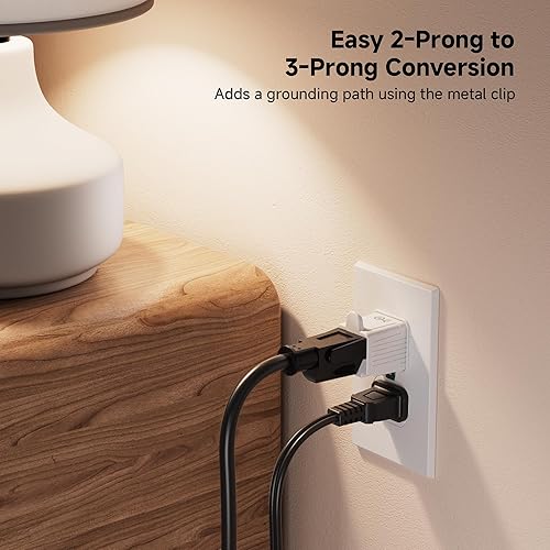 Miniatura 2 de Cable Matters - Paquete de 3 adaptadores de salida de 2 clavijas a 3 clavijas, adaptador de enchufe 3P a 2P, convierte una salida de 2 clavijas para