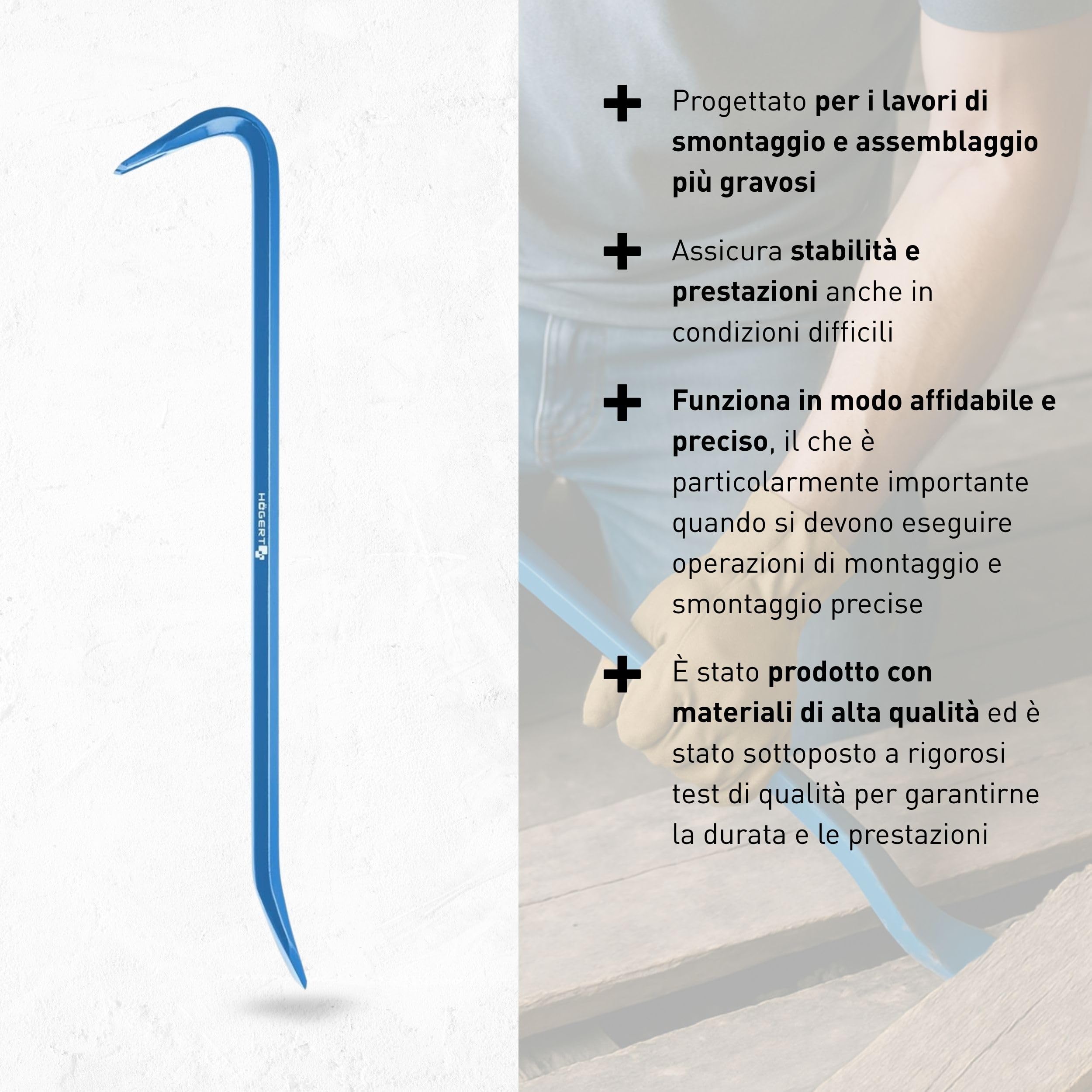 Piede Di Porco Esagonale Högert Technik - In Acciaio Al Carbonio, 450 X 16 Mm - Foto 2