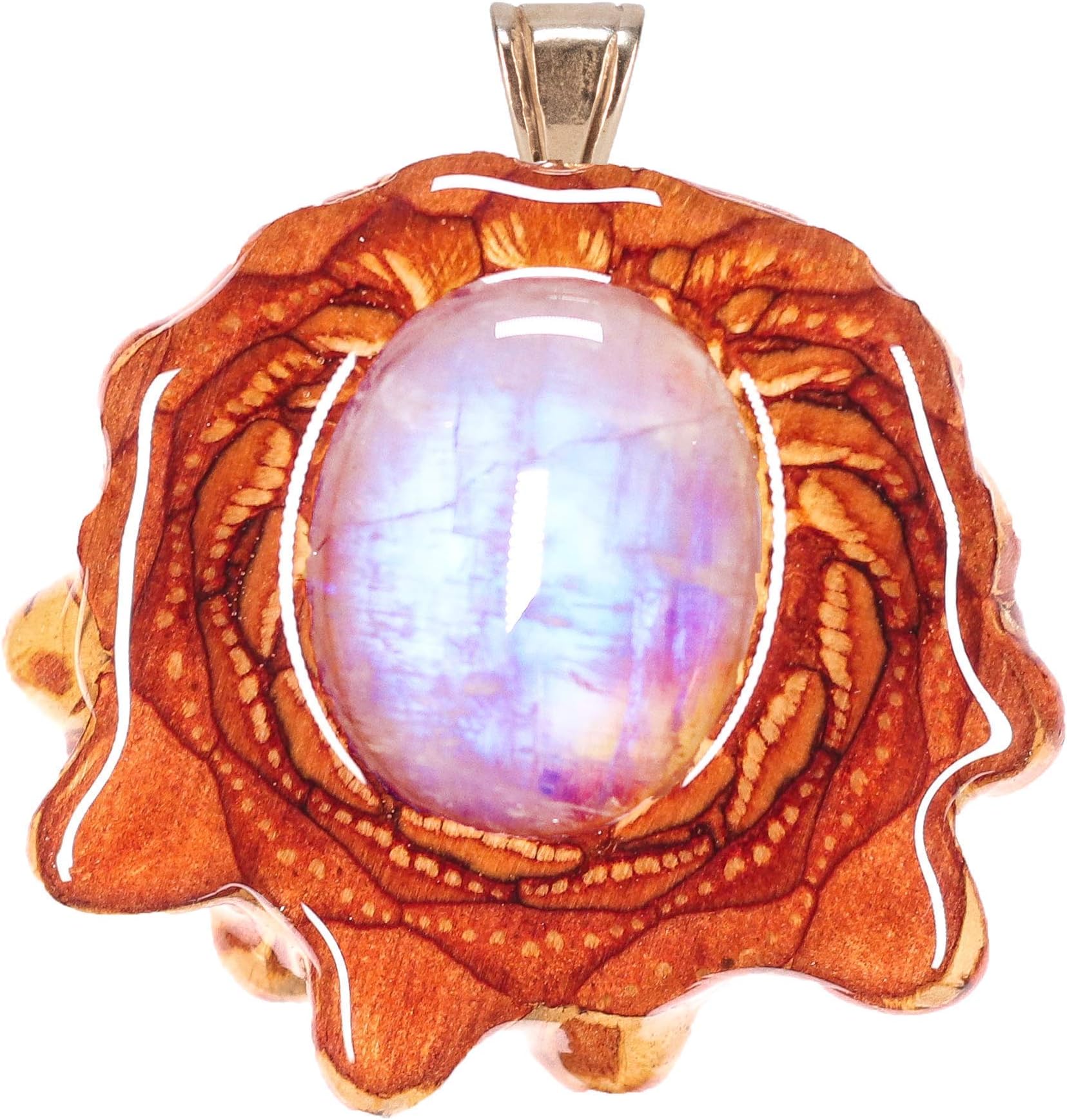 Moonstone Third Eye Pinecones Pendant Festival Jewelry For Women For Men Boho Fashion Gypse Gear 100% Natural Sacred Geometry Pinecone with White Gemstone Necklace