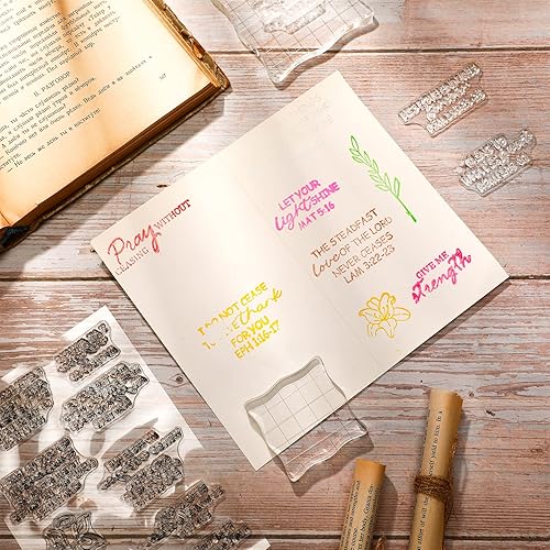 Miniatura 7 de Juego de 2 hojas de sellos transparentes con versículos bíblicos, simpatía, sentimiento, cristiano, álbumes de recortes, sellos de goma cristiana