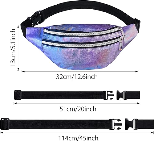 Miniatura 2 de Frienda Riñonera holográfica de 2 piezas para mujer, paquete colorido de cintura deportiva