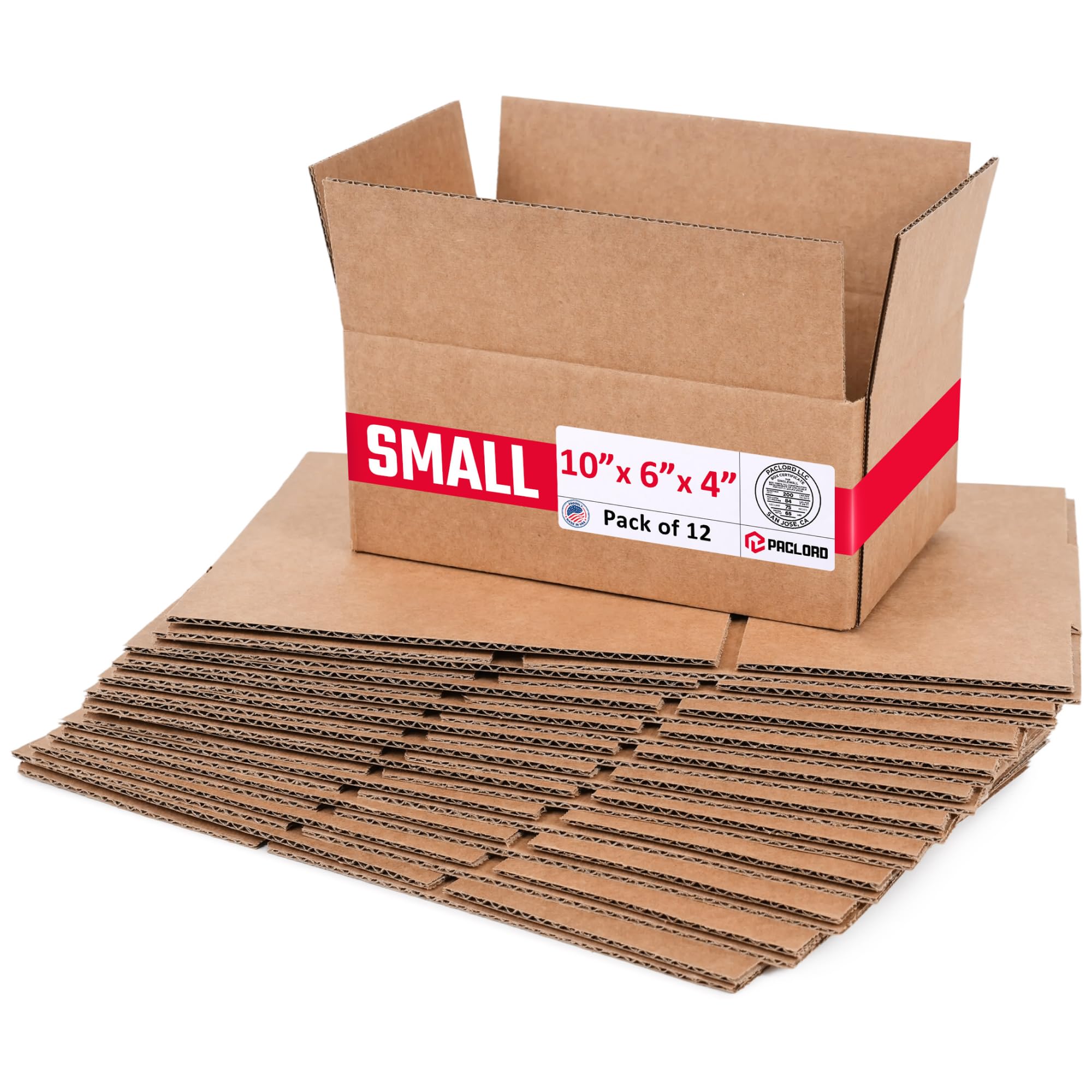Small Cardboard Boxes 10"L x 6"W x 4"H (Pack of 12) - USA-Made Packing Boxes for Moving, Shipping, or Storage - USPS, UPS, FedEx Approved - Professional Packing Supplies for Moving | USA-Made Packing Boxes for Moving, Shipping, or Storage - USPS, UPS, FedEx Approved - Professional Packing Supplies