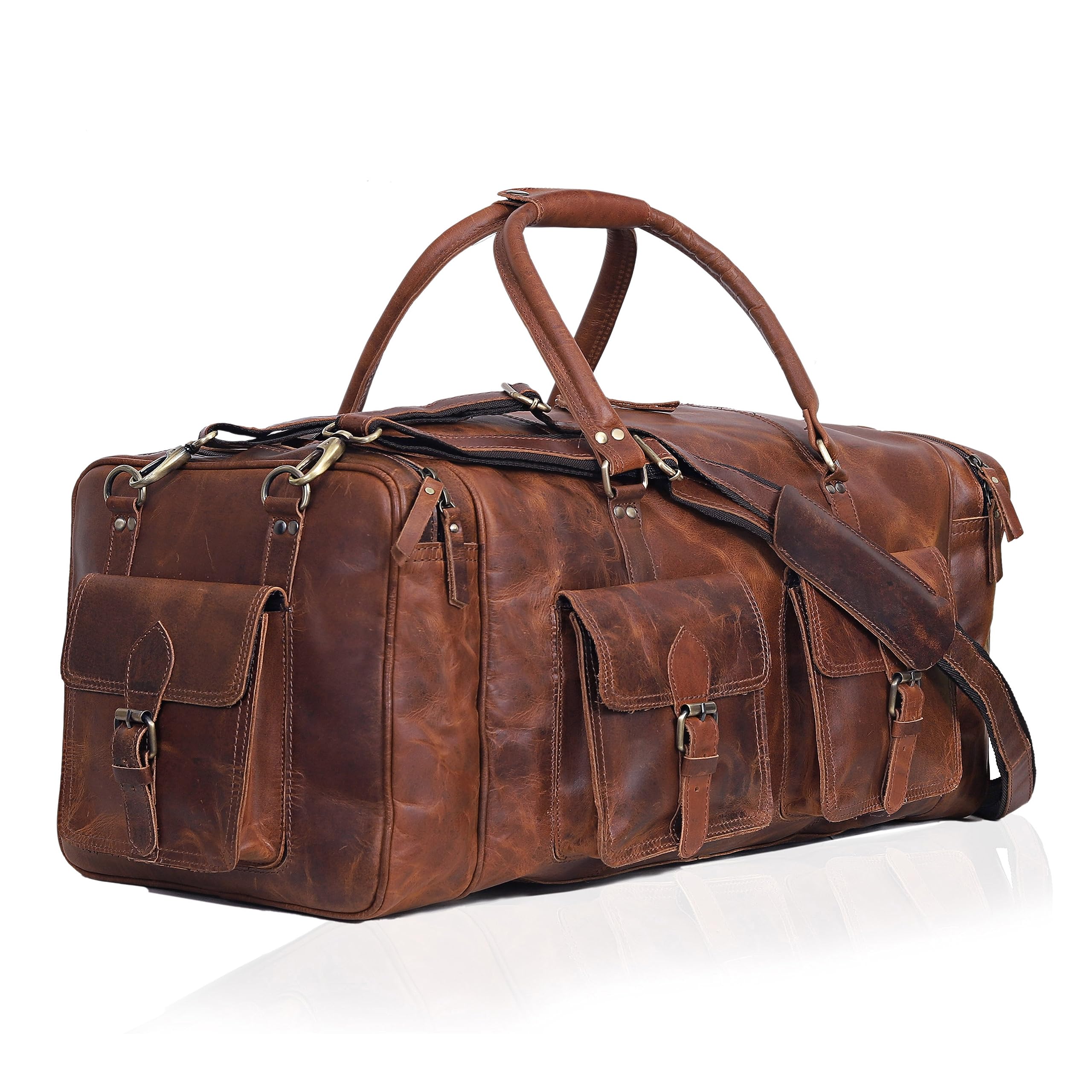 Große Reisetasche für Herren, Leder, Reisetasche, Übernachtung, Sport, Wochenende