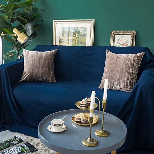 Miniatura 3 de GLORY SEASON Fundas de almohada de 18 x 18 pulgadas, paquete de 2 lujosas fundas de almohada cuadradas de terciopelo crepé sólido para casa de