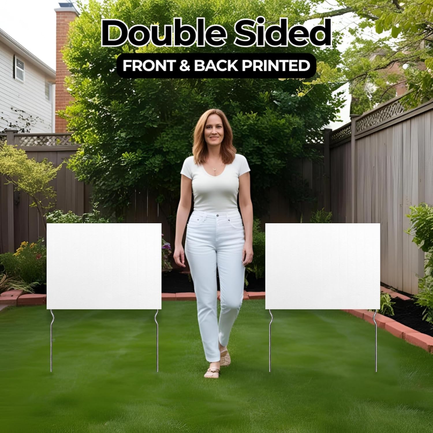 Blank Yard Sign with Metal Stakes (24”x18”) – Heavy-Duty, Weather-Resistant, Ideal for Custom Messages, Business Promotions, Political Campaigns, Events & More | Made in USA (6 Pack)