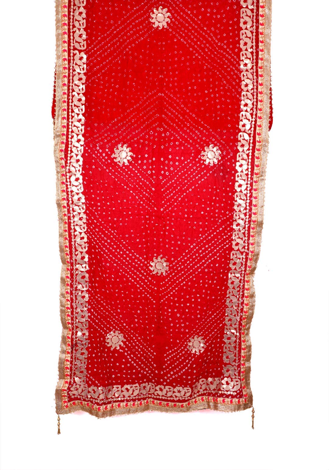 GeniricWomen's Apratim Art Silk Bandhani Bandhej Gotta Patti Dupatta Wedding/Festival/Party Wear FREE SIZE Red