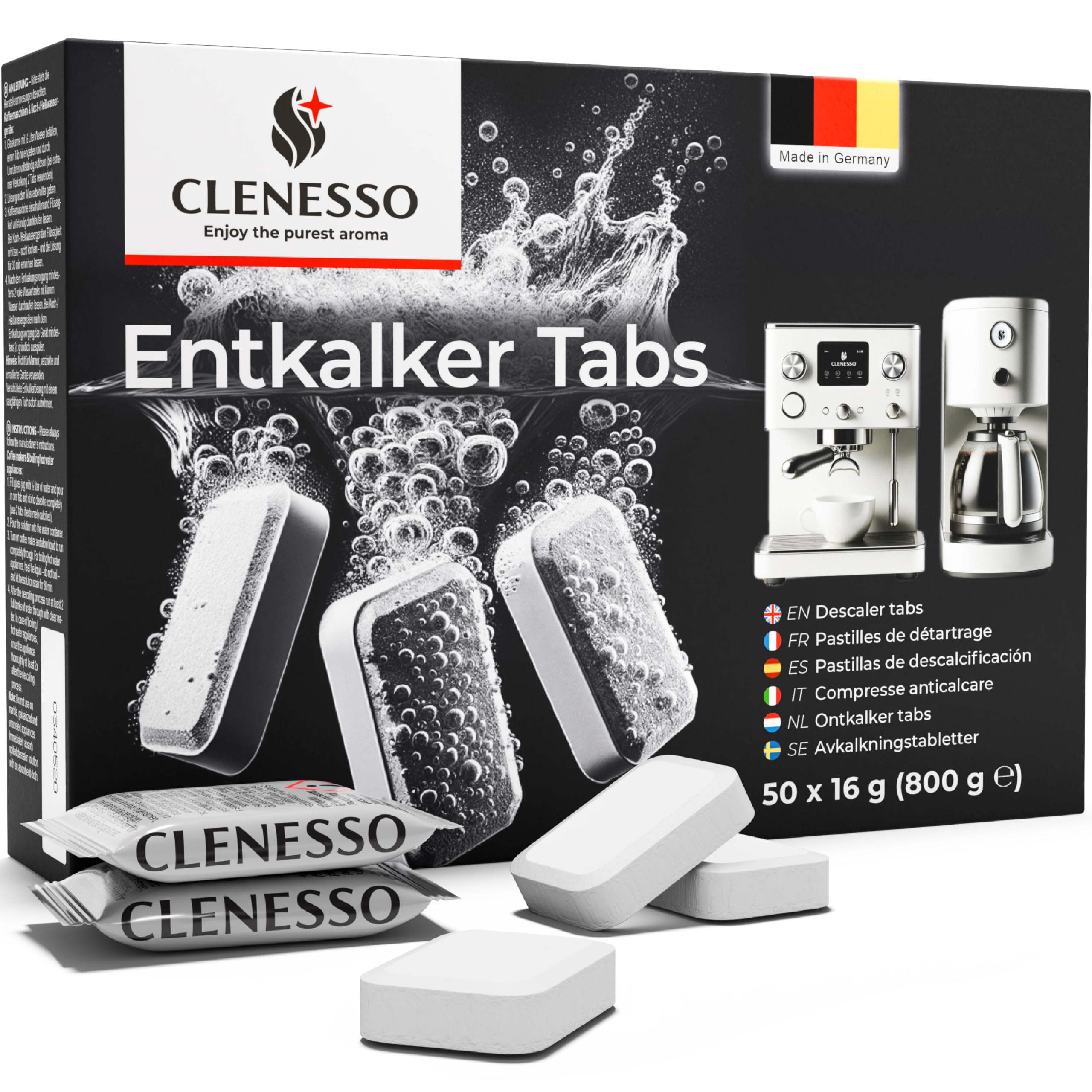 Pastillas descalcificador (50 unidades) – descalcificador cafetera compatibles con Jura, Delonghi, Krups, etc. – para el cuidado y limpieza óptimos