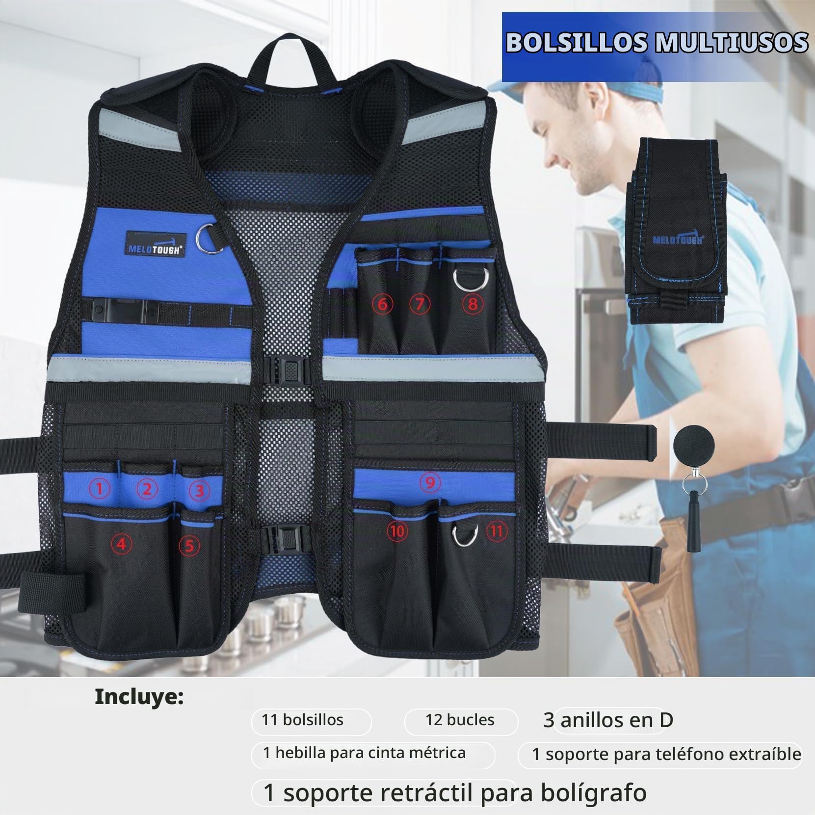 MELOTOUGH Chaleco unisex para adultos moderno (paquete de 1), Azul, One Size
