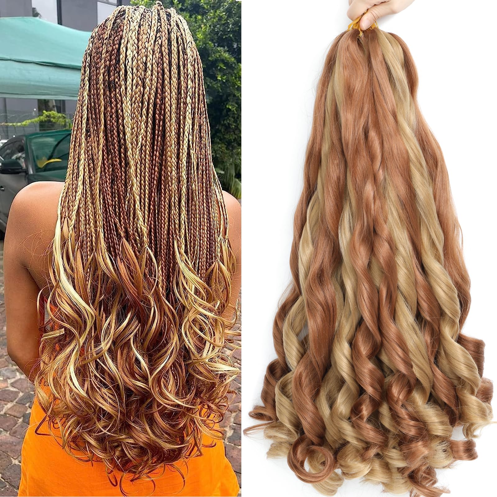 French Curl Pre-Stretched Curly Braiding Hair - 18 Inch, Pack of 8 (30P27#), 18 Inch (Pack of 8)