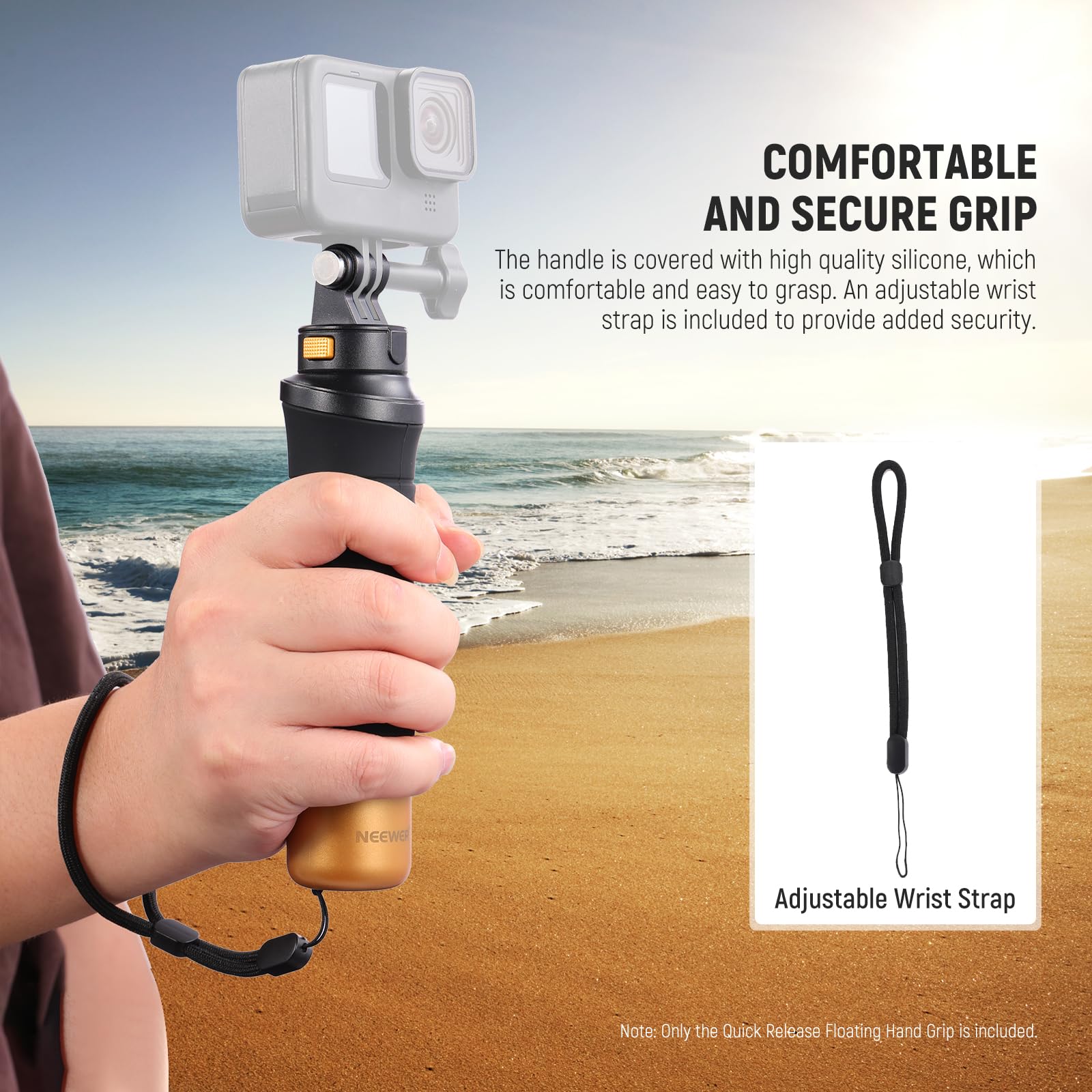 Poignée Flottante Pour GoPro - Support Dégagement Rapide - Compatible Hero 12/11/10/9/8/7 - Orange