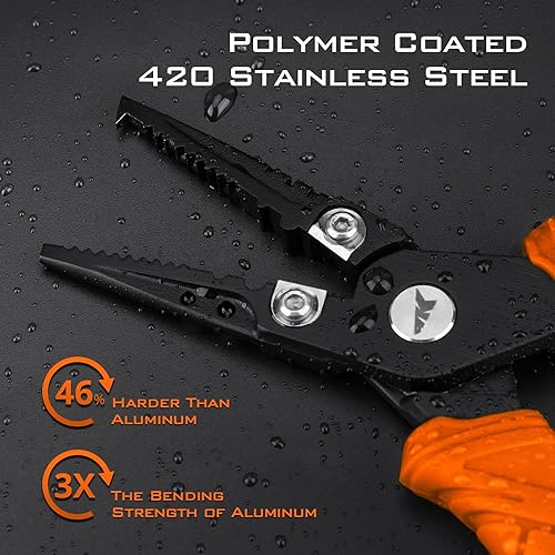 Miniatura 2 de KastKing - Alicate pesca, pinza labios pescado apta agua salada, herramientas y equipo pesca con mango goma, cordón, cortador sedal, removedor