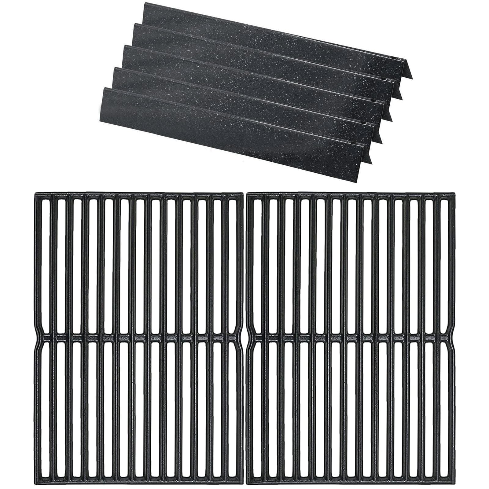 GFTIME 7535 Flavorizer Bars & 7522 Cooking Grates for Weber Spirit E200/210 (2007-2012 with Side Burner Knobs), 7535 Porcelain Steel Burner Cover & 7521 Grill Grate Replacement Parts for Spirit 500