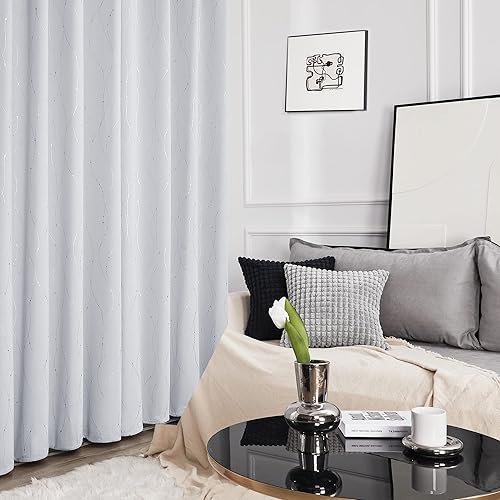 Miniatura 6 de Deconovo Cortinas opacas rojas para decoración del hogar (52 x 84 pulgadas, 2 paneles), paquete de paneles de cortina opacas blancos, cortinas de