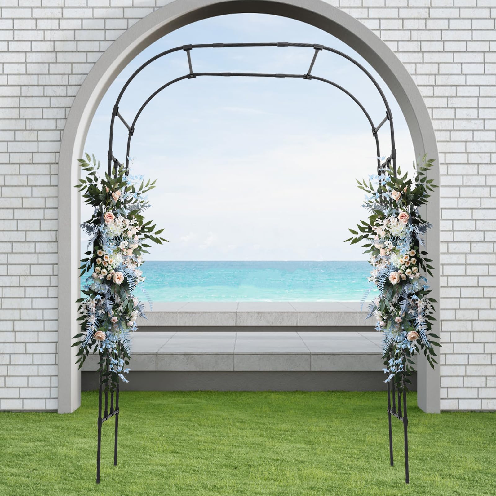 Arco per rose in metallo, per tralicci, in acciaio rivestito in PE, 240 x 150 cm, per piante rampicanti e ortaggi