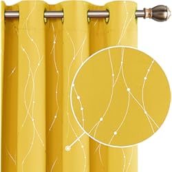 Panel Translúcido Deconovo Cortinas Salón Opacas Modernas Térmicas Aislante Decorativas con Ojales 2 Piezas 168x183cm Limón