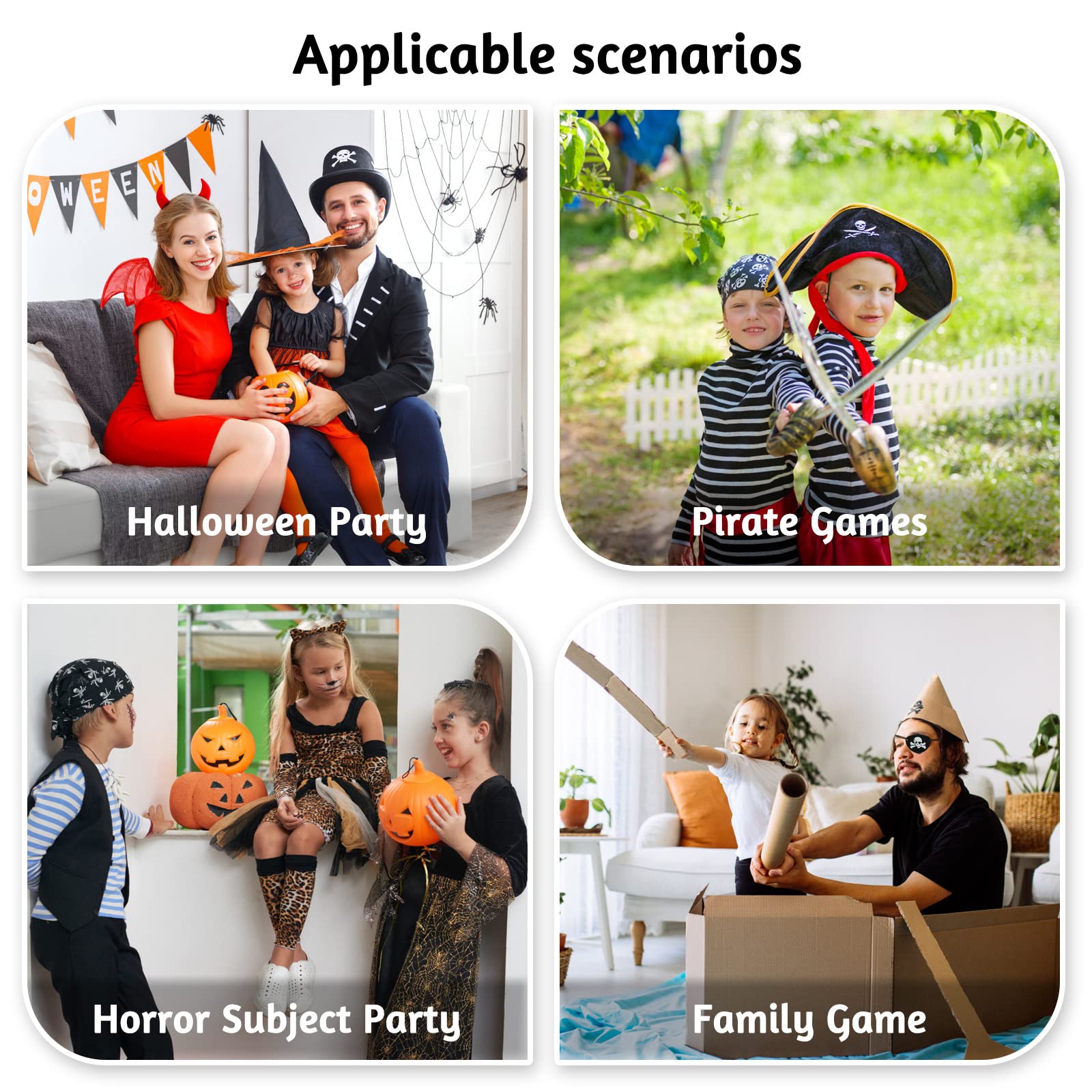 20 sztuk kapelusza pirackiego dla dzieci, zestaw na urodziny pirata, 10 sztuk pirackich czapek, 10 sztuk pirackich akcesoriów na Wielkanoc, Halloween, Boże Narodzenie, maskaradę, imprezę