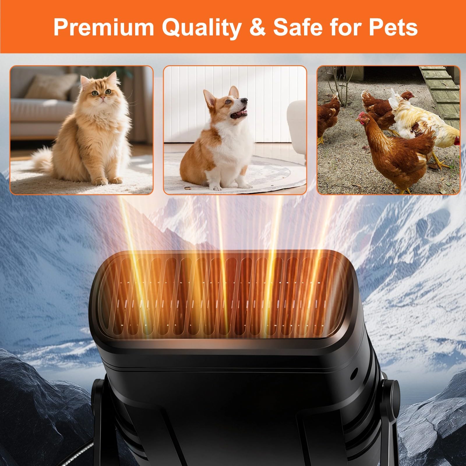 Riscaldatore portatile ad energia solare da 20 W per molteplici usi, riscaldatore solare per serra con batteria per pollaio, adatto per il riscaldamento della casa degli animali domestici in inverno