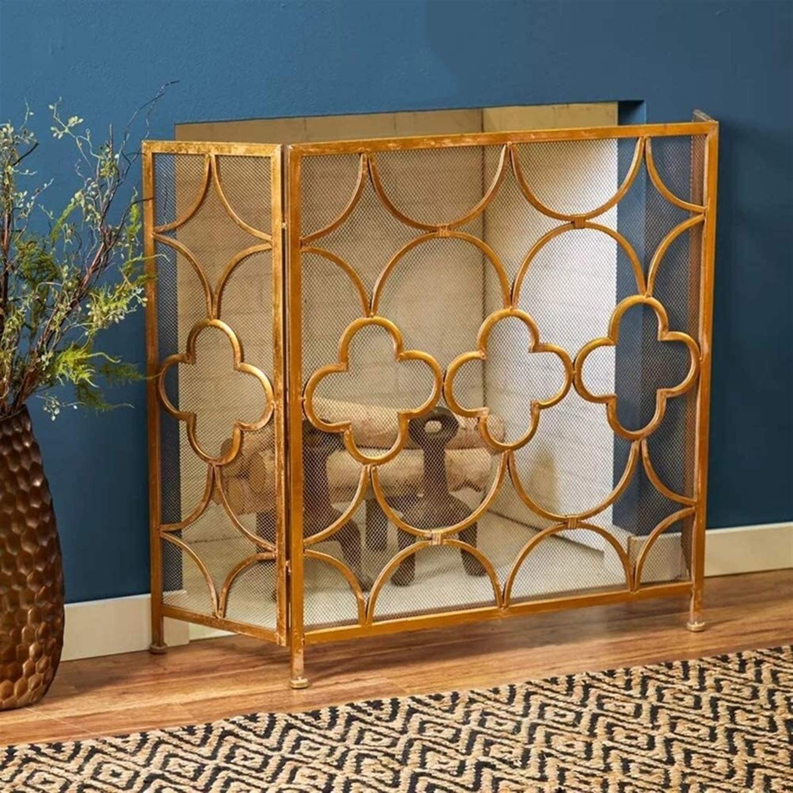 Fireplace Screens With 3 Panels - View #2