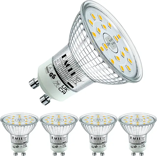 GU10 LED 4.9W 4000K Neutralweiß Birnen, 4er-Pack - Flimmerfrei & Energiesparend