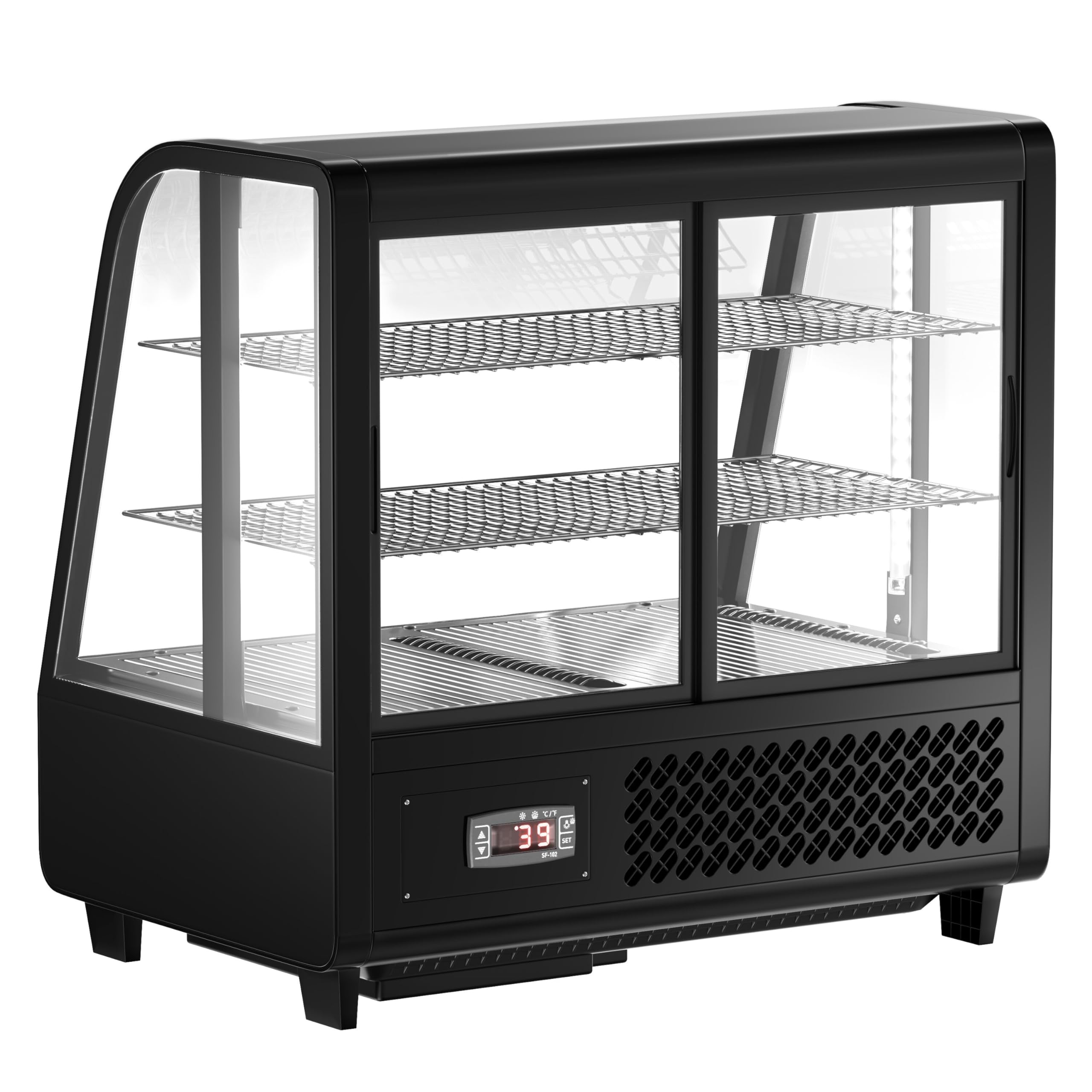 GGM Gastro Tisch-Kühlvitrine TKVNR120 – 120 Liter, 690 Mm, Rund, 2 Ablagen, LED, 0-12°C, Für Elegante Warenpräsentation