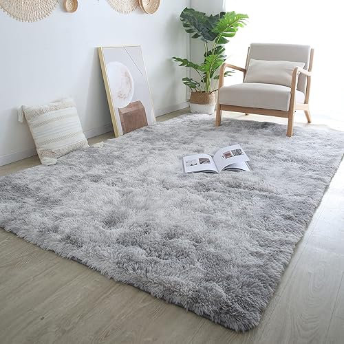 Miniatura 3 de CAIYUECS Alfombra de pelo largo para interiores, ultra suave, esponjosa, para dormitorio, sala de estar, antideslizante, moderna, para guardería,