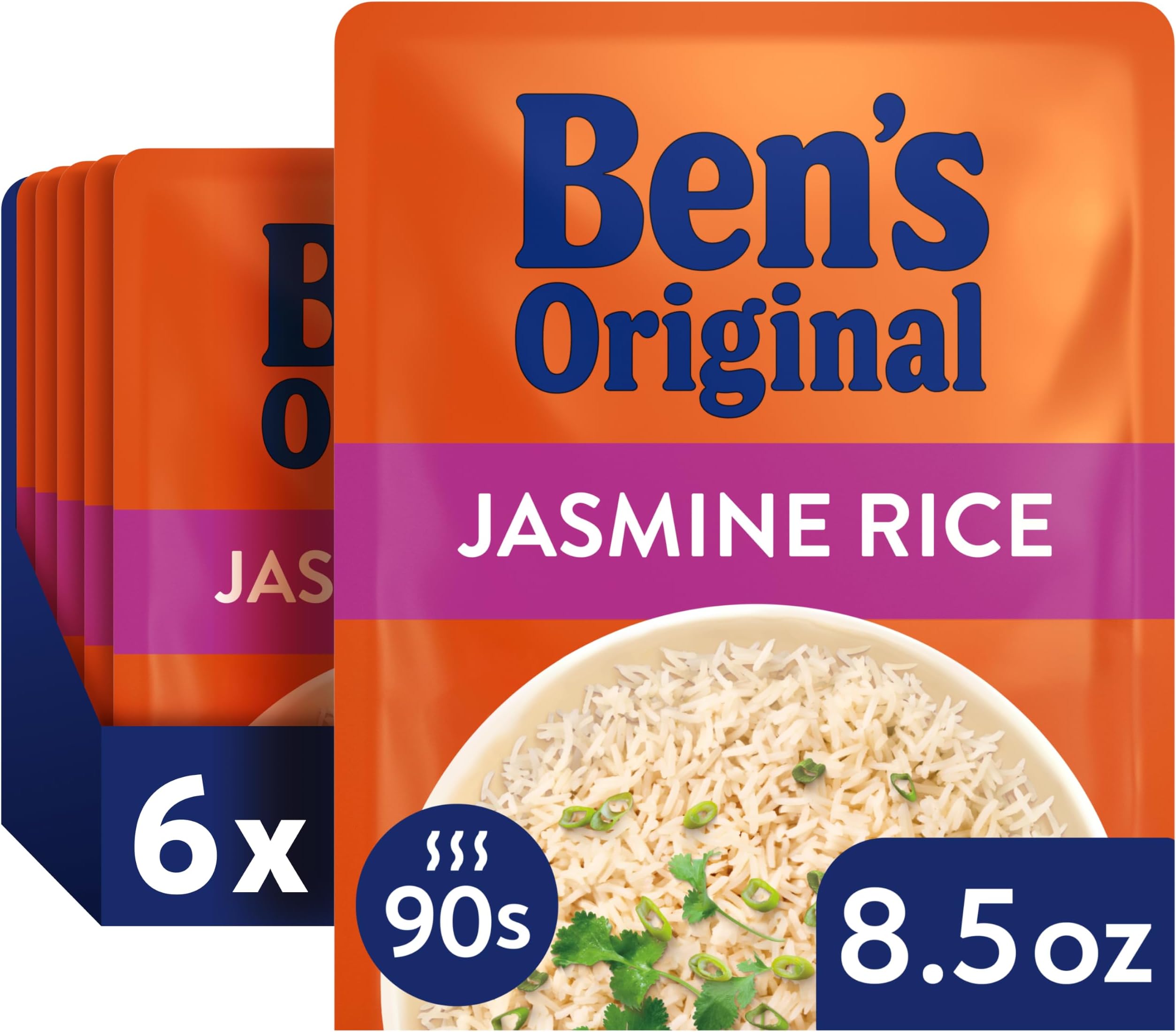 BEN'S ORIGINAL Ready Rice Jasmine Rice, Easy Dinner Side, 8.5 OZ Pouch (Pack of 6)