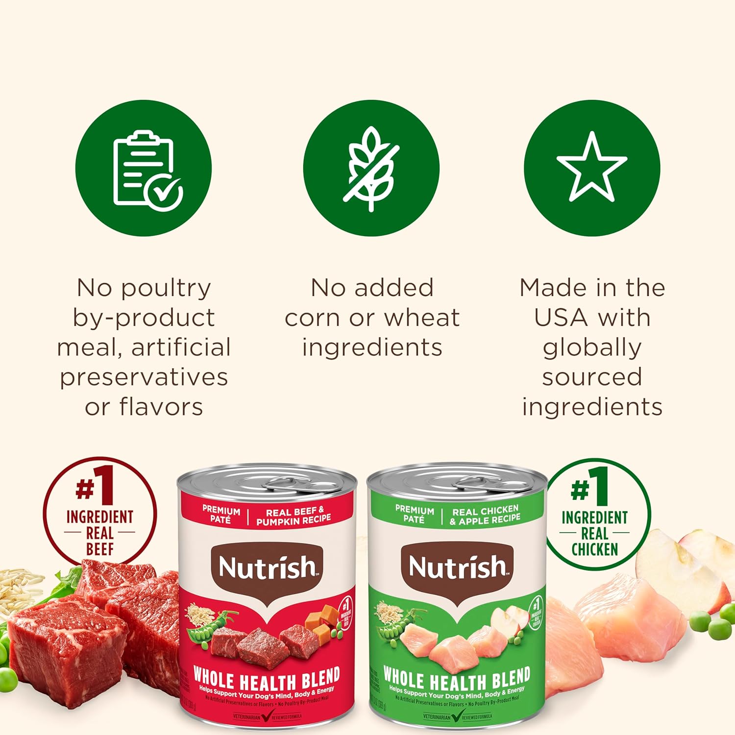 Rachael Ray Nutrish Premium Pate Wet Dog Food, Chicken and Beef Variety Pack, 13 Ounce Cans (Pack of 12)