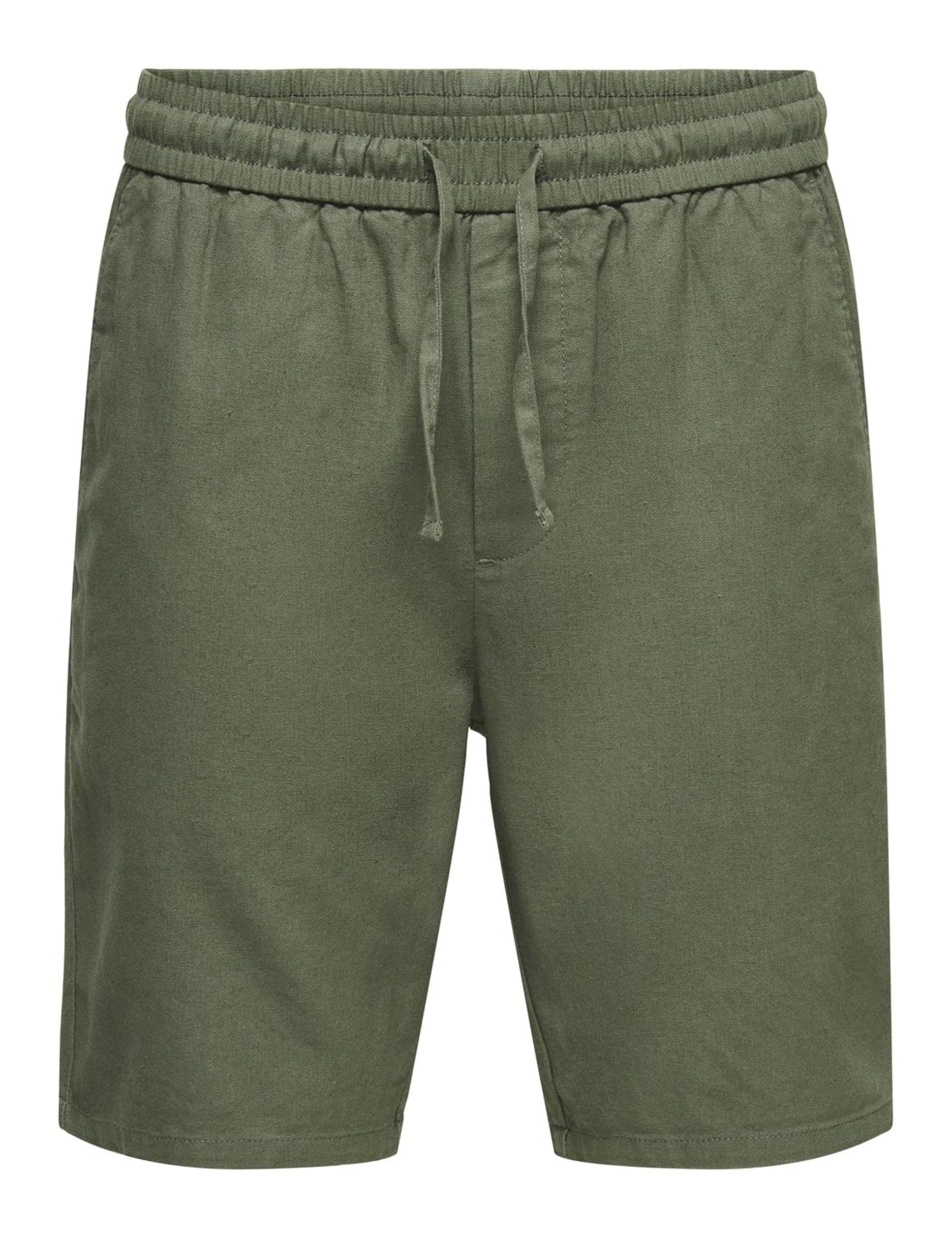 ONLY & SONS Men's Onslinus 0007 Cot Lin Shorts Noos, Beetle, M