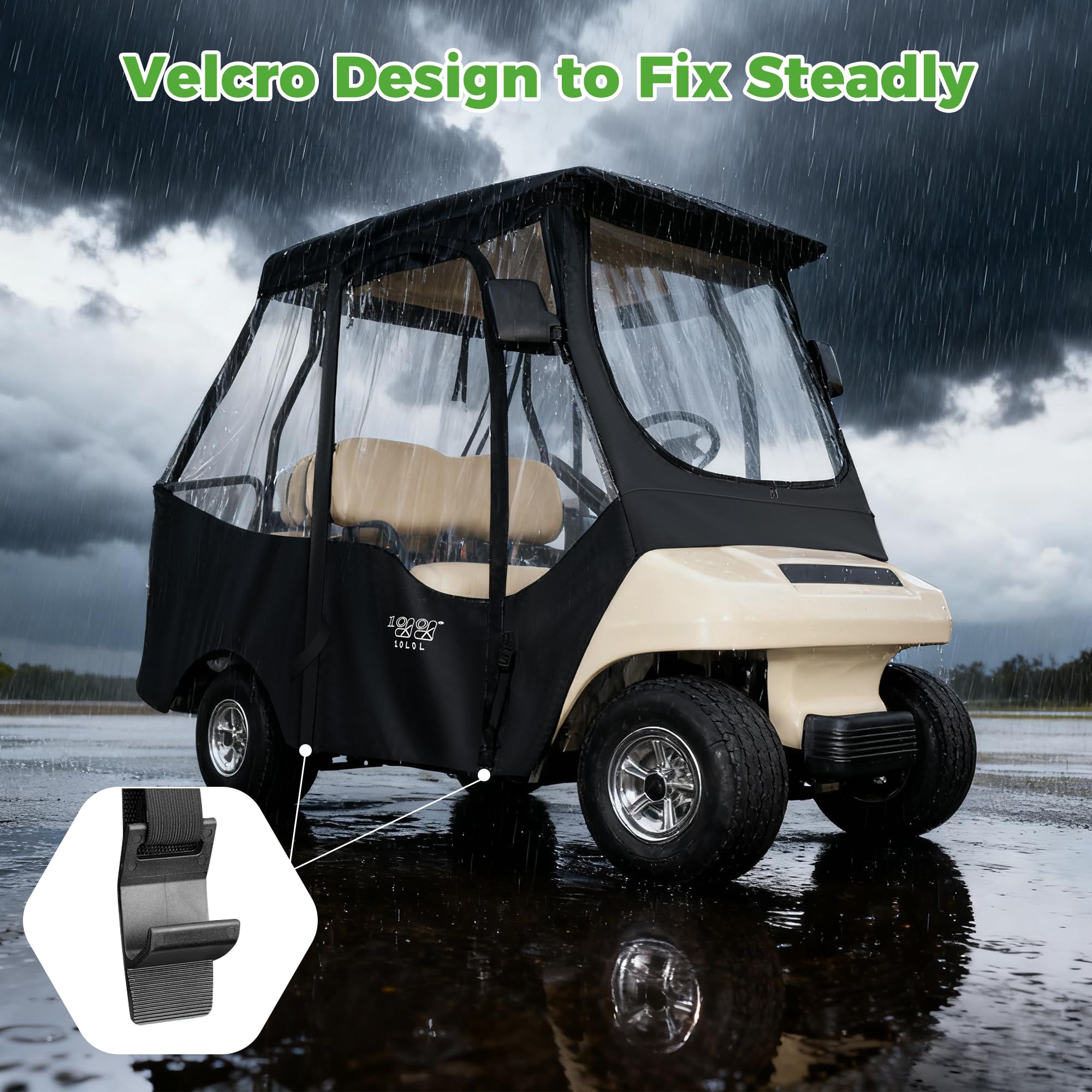 10L0L 4 obudowy wózka golfowego dla pasażera do samochodu klubowego DS, wodoodporne, przenośne, przezroczyste etui do wózka golfowego, do przechowywania - 4-stronne czarne