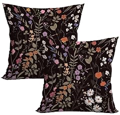 Black Floral Throw Pillow Covers Black Cottagecore Pillow Covers 18x18 Spring Summer Flower Outdoor Pillow Case Decorative for