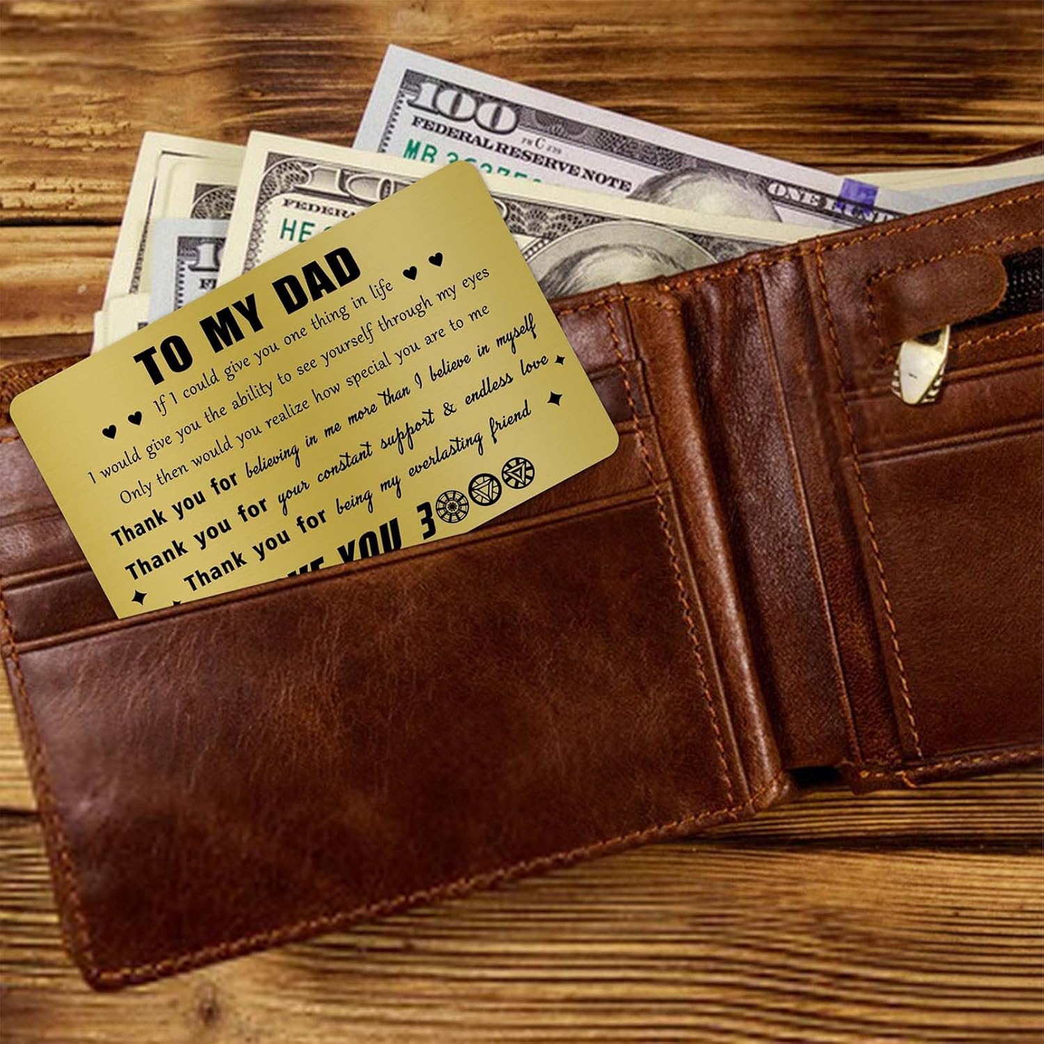 Jzxwan Dad Gifts, Meaningful Dad Card from Daughter, Appreciate Father Birthday Wallet Card - Image 3