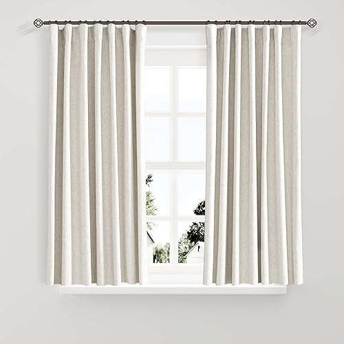 Miniatura 64 de Joywell Cortinas de lino 100% opacas de 45 pulgadas de largo, bolsillo para barra/pestaña trasera, cinturón de gancho/anillos de clip, cortinas de