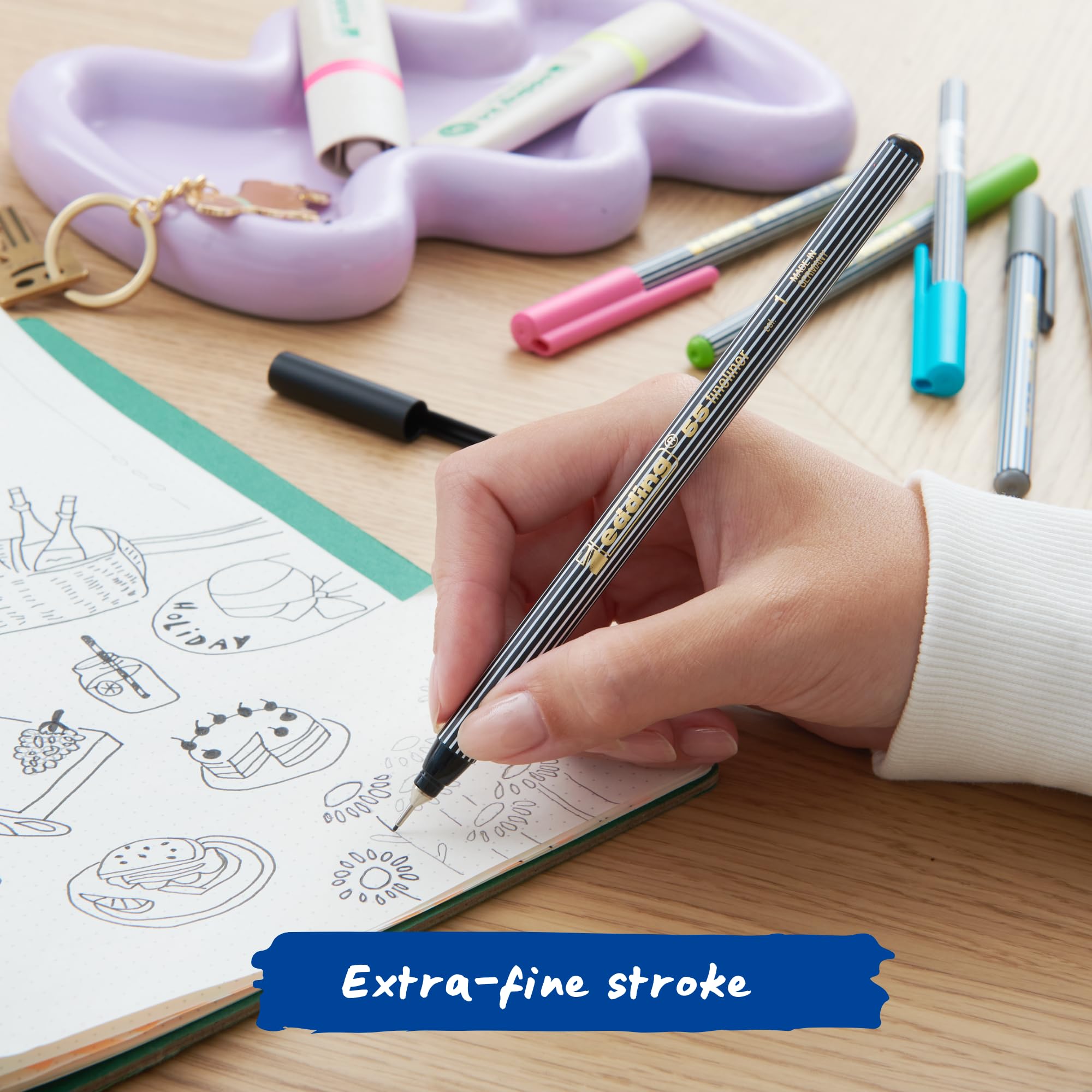 Edding 55 Fineliner 2 Penne, Tratto 0.3 Mm, Colore Blu, Per Scrittura E Disegno Di Precisione - 4