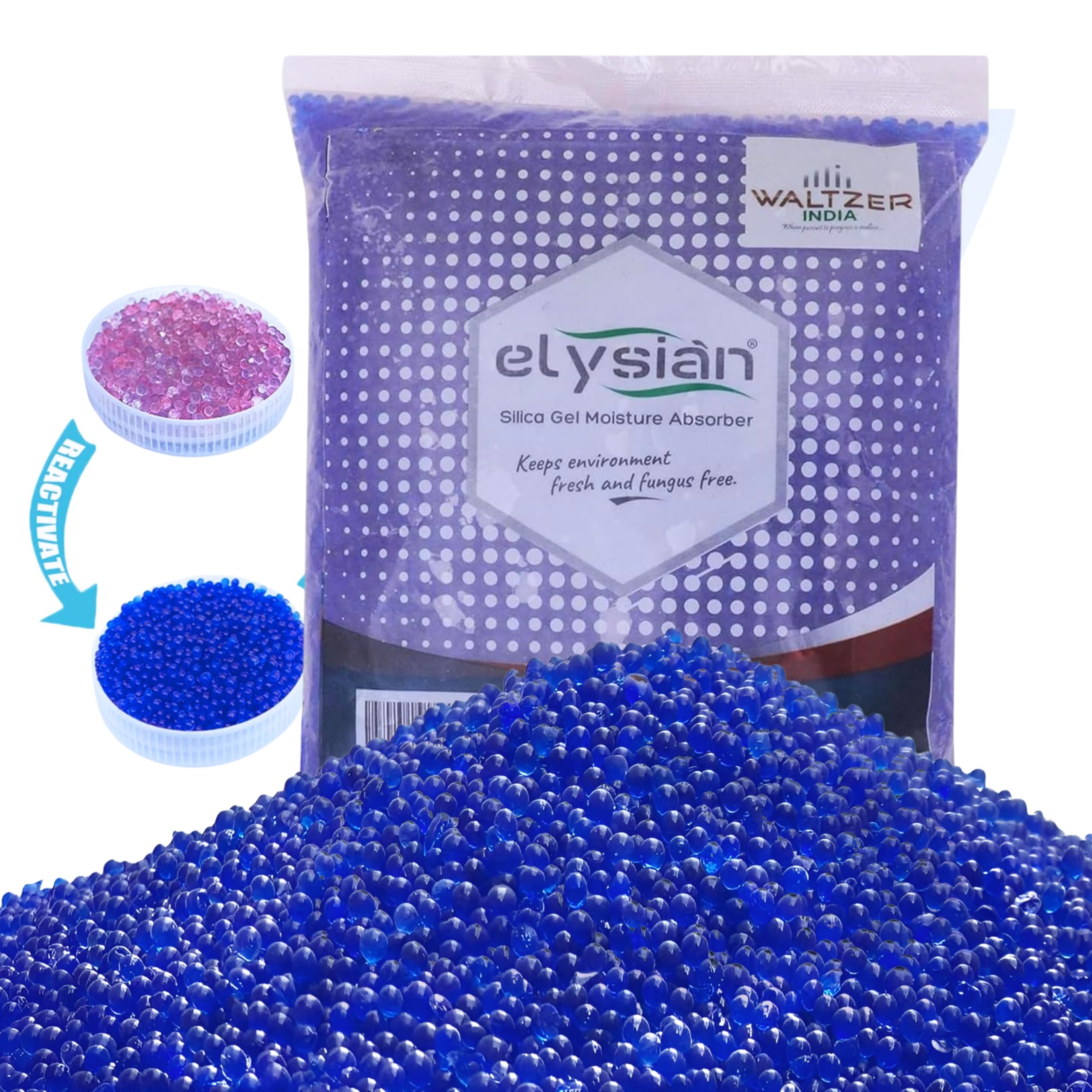 Elysian 5kg Premium Color Indicating Silica Gel Beads,Reusable Desiccant Beads | Silica Gel for Moisture Absorbing | Blue Silica gel Beads for Camera Lenses and Flower Drying-image-42