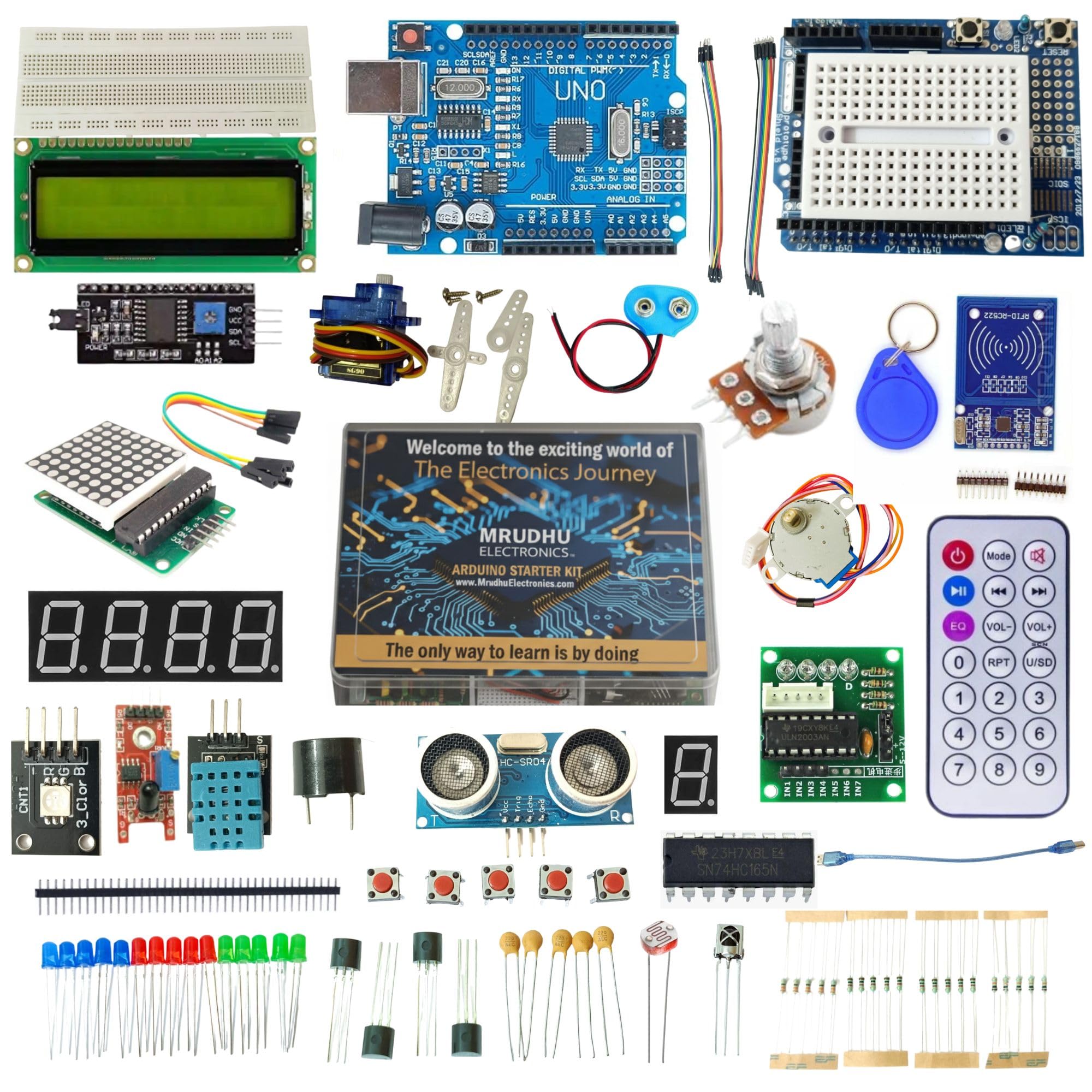 MRUDHU ELECTRONICS Arduino Uno R3 Starter Kit with RFID & Sensors