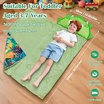 Kids Sleeping Bag with Double Zips 150 * 60cm Soft and Comfortable Toddler Nap Mat with Removable Pillow Roll Up Kids Slumber Bag for Preschool Daycare Camping