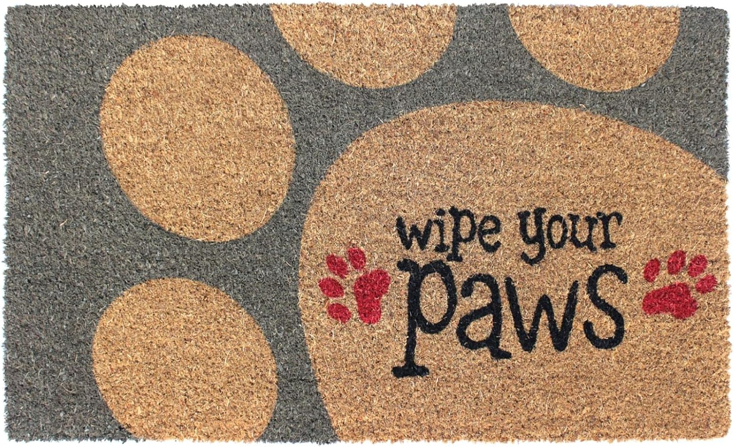 Rugsmith Black Machine Tufted Paws Doormat,18" x 30"