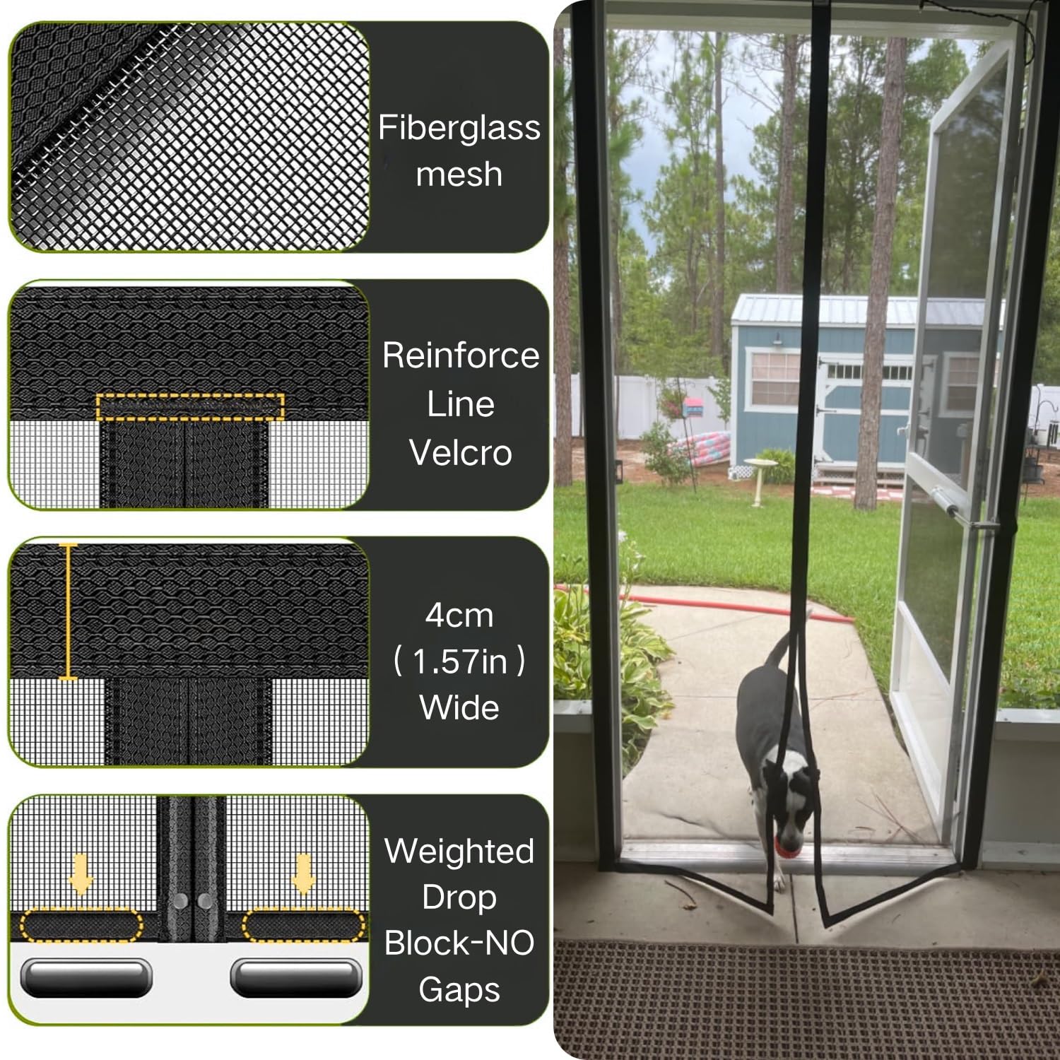 Zanzariera per Porte Grandi Tende Anti-zanzare con Chiusura Automatica Rete Anti-Gatto E Anti-Strappo Zanzariera Magnetica per Porta(160x260cm)