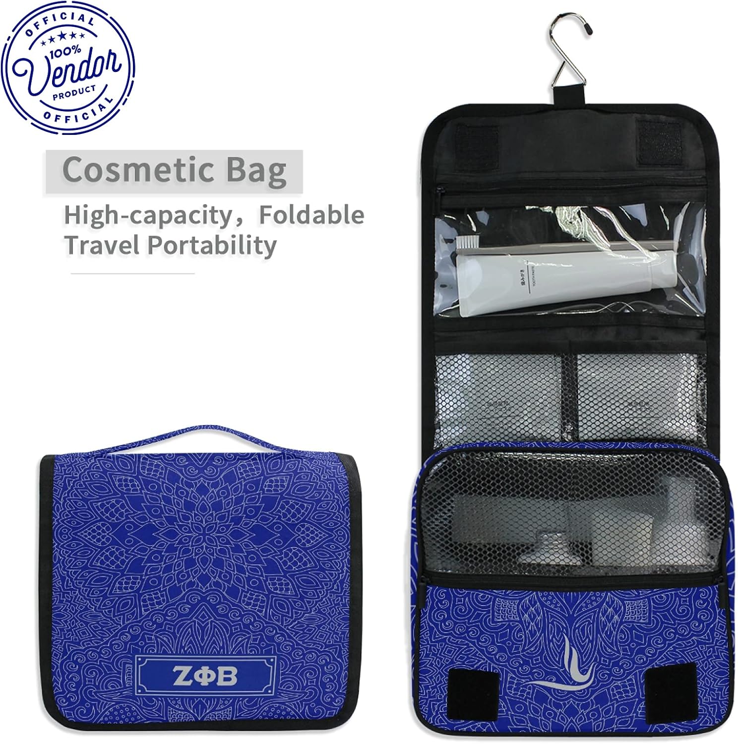 Bad Bananas BBGreek Zeta Phi Beta Official Vendor - Toiletry Travel Bag Organizer - Zeta - Sorority Paraphernalia