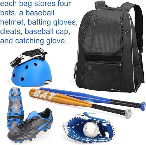 Miniatura 6 de Mochila de béisbol bolsa de bate de sóftbol con compartimento para zapatos equipo de pelota en T para jóvenes y adultos bolsa de béisbol ligera con