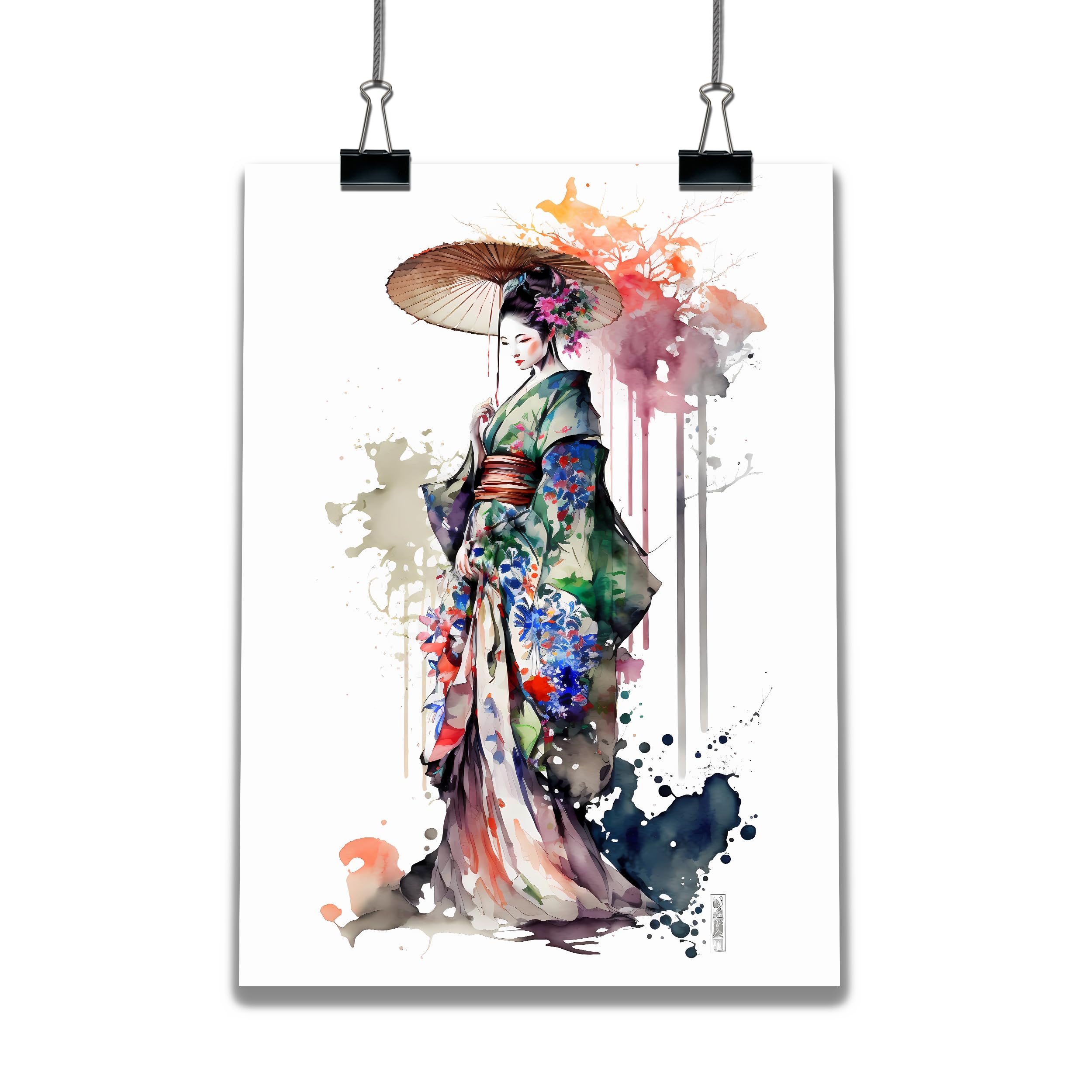 SIGNED BY THE STARS A4 Framed Art Print of Japanese Geisha Girl Painting (Picture 1) Poster, Multi, 8.3 x 11.8 inches - Image 3