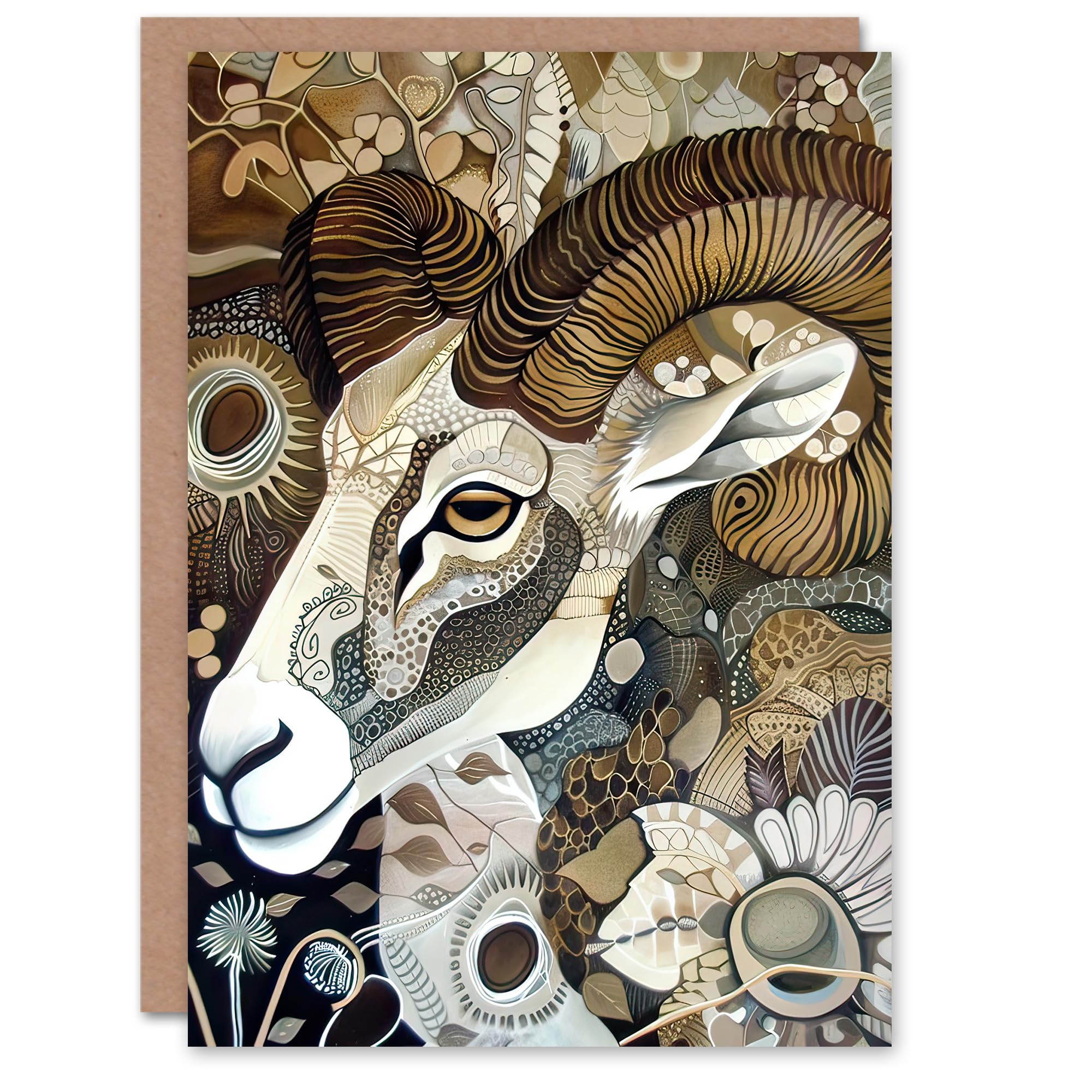 Artery8 - Greeting Card - Abstract Floral Pattern - Brown